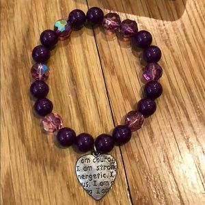 courage and strength Beaded purple bracelet
